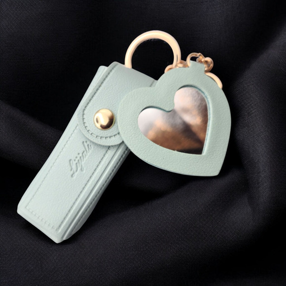 Leather Lipstick Keychain Holder | Travel Lip Balm Case | Compact | Green - Picture 3 of 15